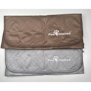 NEW Paw Inspired Lot of 2 Washable Dog Anti Slip Pads 24”x18” Gray Brown